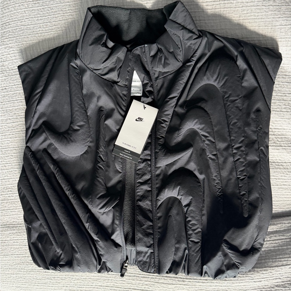 Nike Black Therma-Fit Quilted Jacket with Tonal Swoosh